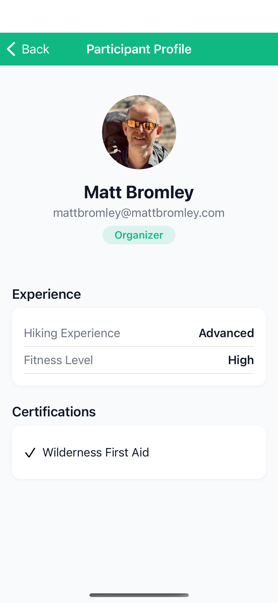 Participant Profile Screen