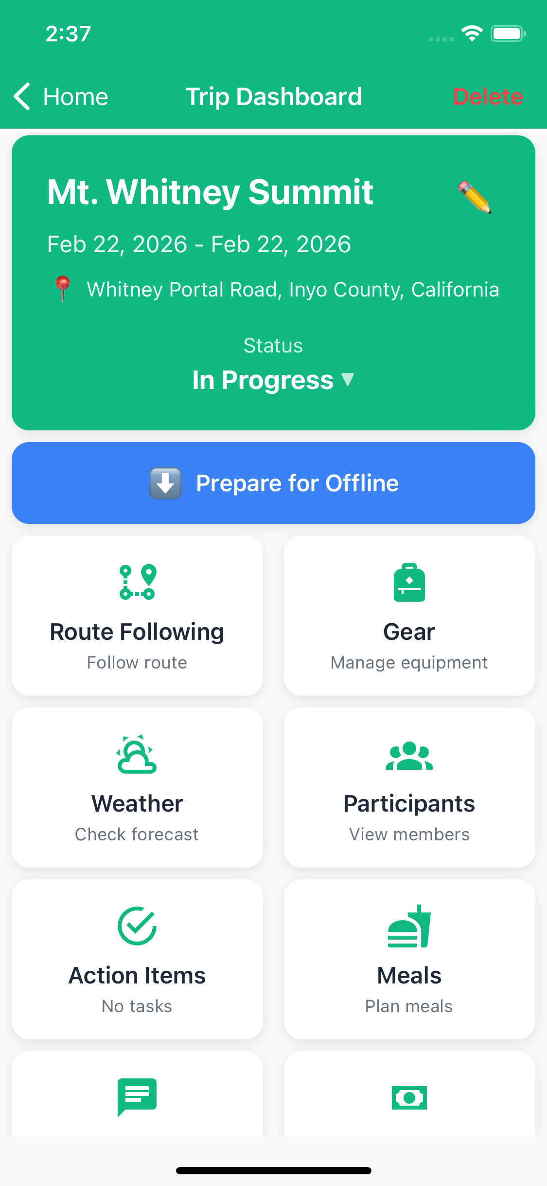 Prepare Offline Screen